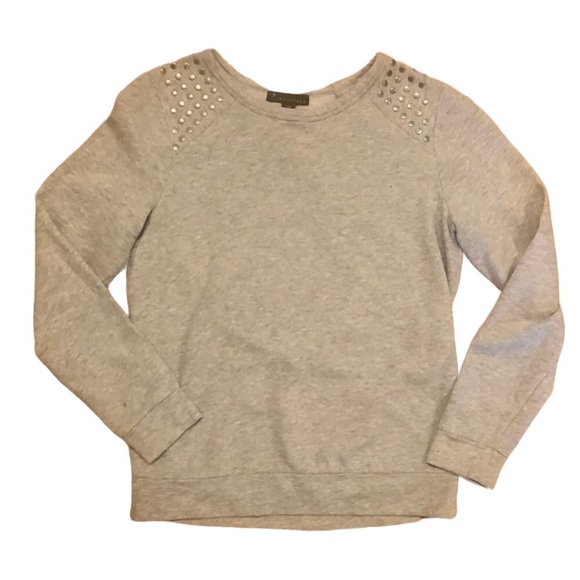 Heather gray sweatshirt with silver studs on shoulders in SP - Picture 5 of 5